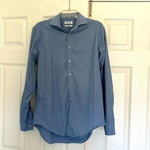 🔵Calvin Klein men’s slim fit performance no iron blue dress shirt 16